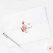 Sticker Rond Collection de Mariage d'aquarelle Rose Floral (Enveloppe)