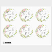Sticker Rond Collection de mariage Springflowers - merci (Feuille)