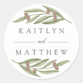 Sticker Rond Collection de Mariages de Branches d'Olivier (Devant)