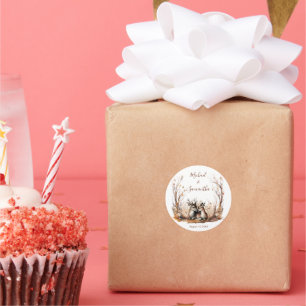 Sticker Rond Collection de Mariages de cerfs rustiques d'automn