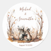 Sticker Rond Collection de Mariages de cerfs rustiques d'automn (Devant)