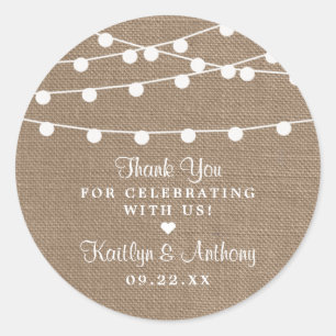 Sticker Rond Collection de Mariages Rustic Burlap