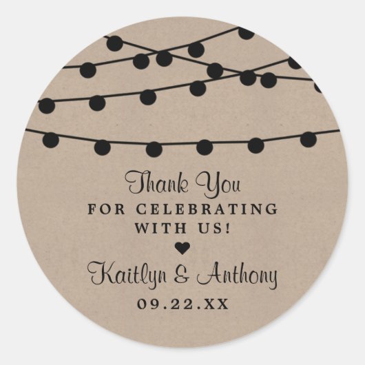 Sticker Rond Collection de Mariages Rustic Kraft (Devant)