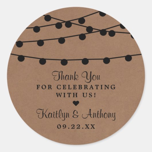 Sticker Rond Collection de Mariages Rustic Kraft (Devant)