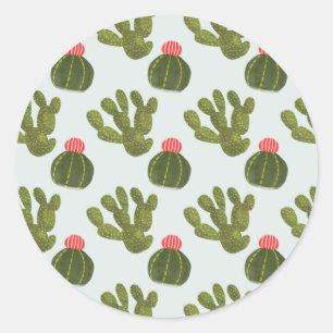 Sticker Rond Collection Llamarama   Motif Cactus mignon