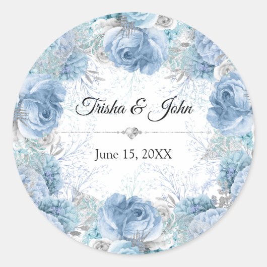 Sticker Rond Collection Mariage bleu (Devant)
