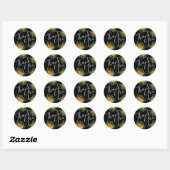 Sticker Rond Collection Mariage gothique d'Halloween noir et or (Feuille)
