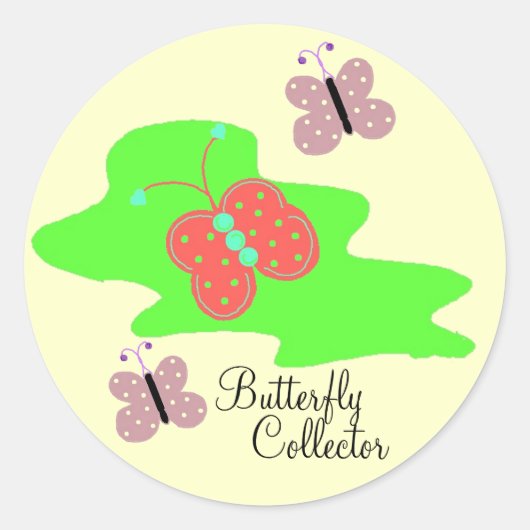 Sticker Rond Collectionneur de papillons (Devant)