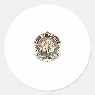 Sticker Rond Collectionneur de pièces numismatique Chat Collect