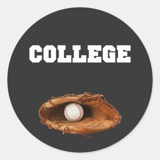 Sticker Rond College Baseball un gant de baseball et balle (Devant)