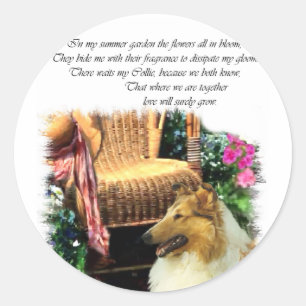 Sticker Rond Collie Art Cadeaux Rough Sable