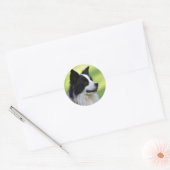 Sticker Rond Collie Chien noir et blanc (Enveloppe)
