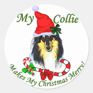 Sticker Rond Collie Christmas Gifts