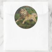 Sticker Rond Collie prend une grenouille par Hermine Biedermann (Sac)
