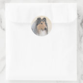 Sticker Rond Collie (Rough) Peinture - Cute Original Chien Art (Sac)