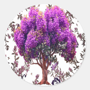 Sticker Rond Collier d'arbre à papillons - esthétique botanique