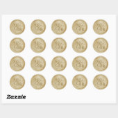 Sticker Rond Collier de cire jaune or avec initiales (Feuille)