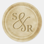 Sticker Rond Collier de cire jaune or avec initiales (Devant)