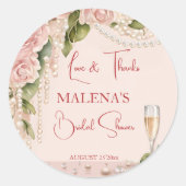 Sticker Rond Collier de perles et prosecco pour la douche de la (Devant)
