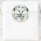 Sticker Rond collier de plage palmiers tropicaux 50e anniversai (Sac)
