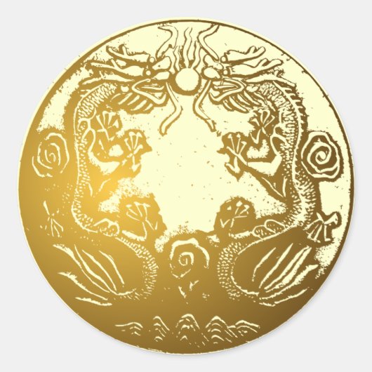 Sticker Rond Collier de scellant d'enveloppe Golden Dragons (Devant)