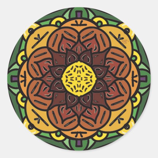 Sticker Rond Collier de tournesol (Devant)