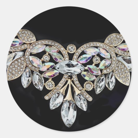 Sticker Rond Collier diamant argent noir (Devant)