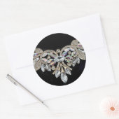 Sticker Rond Collier diamant argent noir (Enveloppe)
