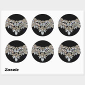 Sticker Rond Collier diamant argent noir (Feuille)