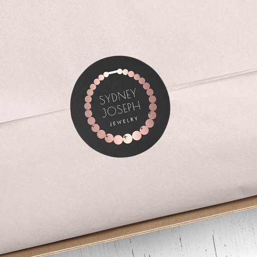 Sticker Rond Collier d'or rose | Logo de conception de bijoux
