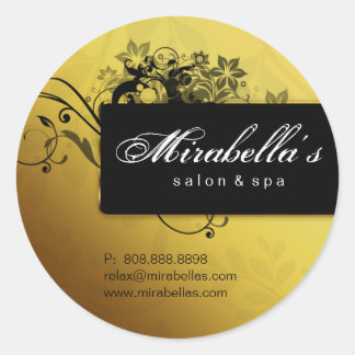Sticker Rond Collier floral salon spa cadre papillon or