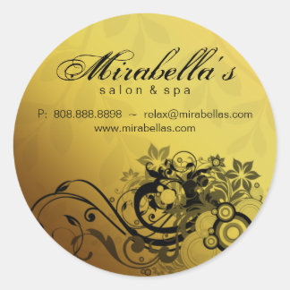 Sticker Rond Collier floral salon spa papillon d'or