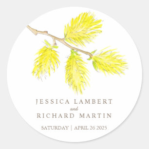 Sticker Rond Collier mariage de fleurs de chatons jaunes