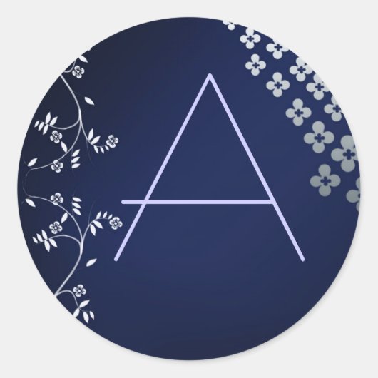 Sticker Rond Collier monogramme rond bleu foncé (Devant)