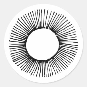 Sticker Rond Collier noir et blanc Sunburst