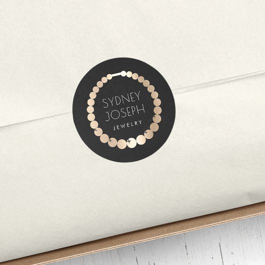 Sticker Rond Collier noir et or | Logo de conception de bijoux