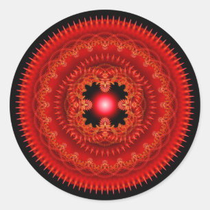 Sticker Rond Collier rond classique ornement rouge fractal