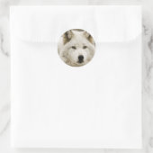 Sticker Rond Collier rond Loup blanc (Sac)