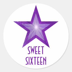 Sticker Rond Collier rond "Sweet sixteen" de l'étoile violette 