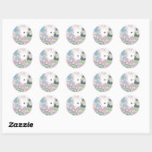 Sticker Rond Collier rose floral lapin (Feuille)
