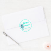 Sticker Rond Collier turquoise Blue Rabbit Pâques. (Enveloppe)