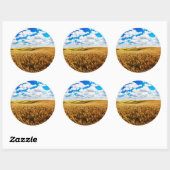 Sticker Rond Collines ondoyantes de blé mûr (Feuille)