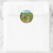 STICKER ROND COLLINES VERTES ET OLIVIERS DANS LE PAYSAGE TOSCAN (Sac)