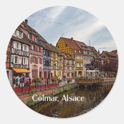 Sticker Rond Colmar, Alsace, France Photo pittoresque (Devant)