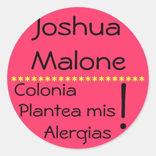 Sticker Rond Cologne augmente mes allergies (Devant)