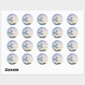 Sticker Rond colombe blanche en vol (Feuille)