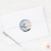 Sticker Rond colombe blanche en vol (Enveloppe)