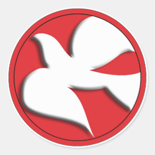 Sticker Rond Colombe de Confirmation dans un Cercle Rouge
