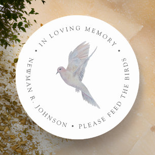 Sticker Rond Colombe de deuil à l'aquarelle Mémorial funéraire 