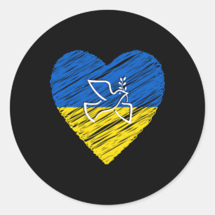 Sticker Rond Colombe de la paix en Ukraine Amour Arrêtez la gue